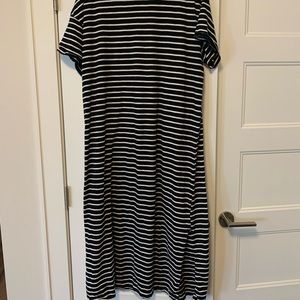 Black and white striped midi dress